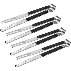 4 Pack Premium Stainless Steel Kitchen Tongs, Serving Tongs for Cooking,  Metal Food Tongs with Non-Slip Grip, Heat Resistant Grill Tongs 10 inch