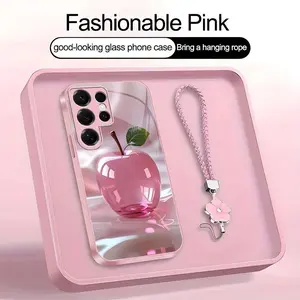 Luxury Crystal Apple Phone Case Metallic Cover with Lanyard for Galaxy S25 Ultra--975