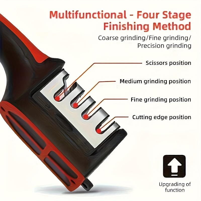 Level 4 Professional Knife Sharpener - Easy to manually sharpen tool, suitable for home use, easy to sharpen - High quality PP and TPR body, durable and long-lasting