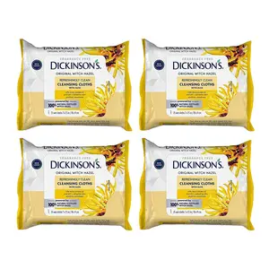 Original Witch Hazel Refreshingly Clean Cleansing Cloths with Aloe, 4 Pack, 25 Cloths per Pack