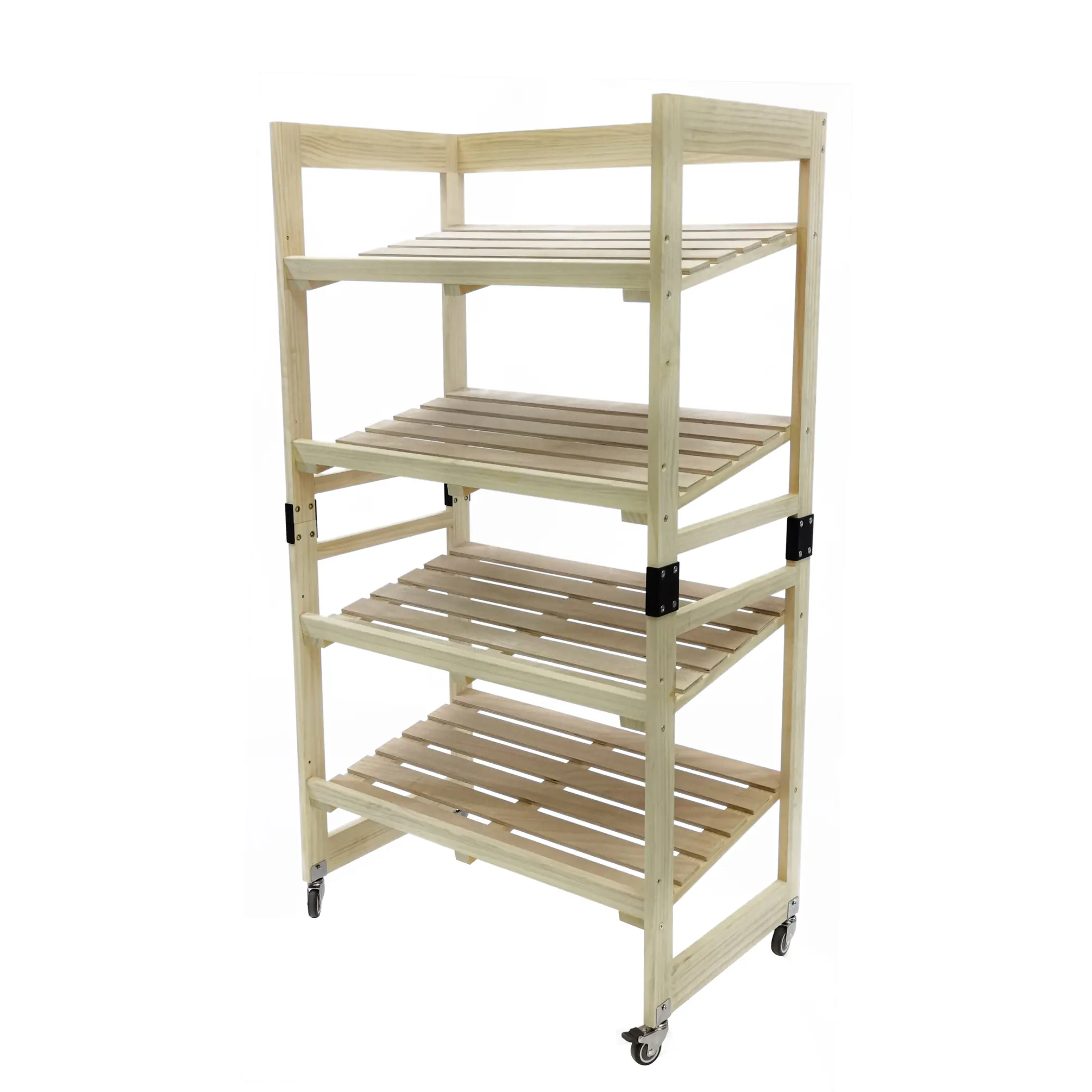 FixtureDisplays® 4-Tier Bakery Bread Rack with Angled Shelves Wooden Display Rack Bread Store Rack 30X18X55" 101143-NF