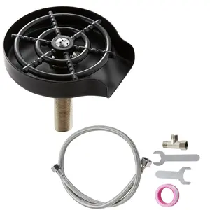 VEVOR Glass Rinser,  10 Powerful Spraying Jets 360° Rotating Cup Rinser for Sink, 304 Stainless Steel Faucet Cup Washer with ABS Cup Holder for Baby Bottle, Glass Cup, Wine Glass (Matte Black Base)