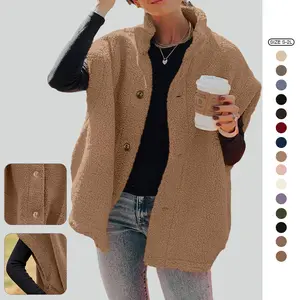 Imily Bela Womens Fuzzy Fleece Vest Casual Oversized Warm Button Down Sherpa Vest Jacket with Pockets