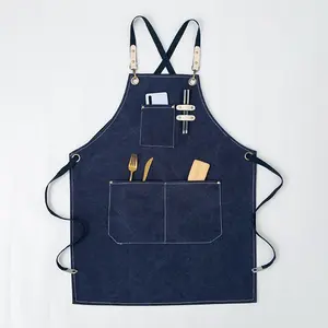 Fashion Thick Durable Denim Apron, Cooking Apron, Home Kitchen Oil-Proof Workwear, Nail Salon, Barber Shop, Pet Store, Restaurant Bar Uniforms