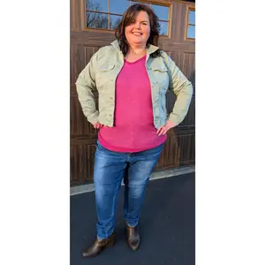 Fray Hemmed Light Green Denim Jacket