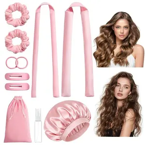 Overnight Waves Heatless Styling Set for Long Hair | Bonnet, Rods, Scrunchies & Spray Bottle for Effortless Waves