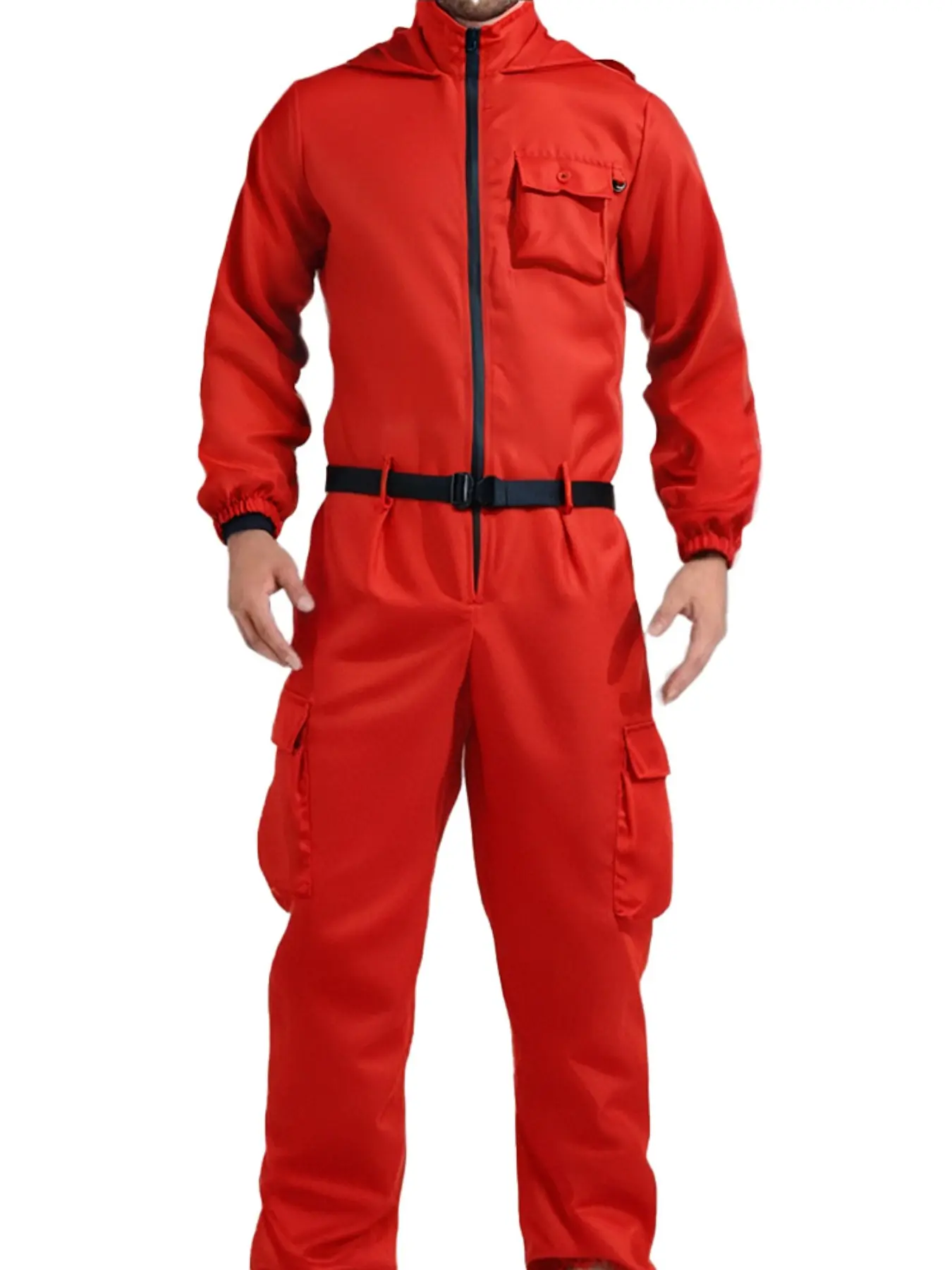 Adult Calamari Game Costume Guard Cosplay Jumpsuit Outfit Teenagers Tracksuit Hooded Overall Belt Gloves Set Clothes Halloween Overalls Outfit