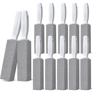 Pumice Stone Toilet Bowl Cleaner, 12 Pack Toilet Pumice Stone with Handle for Toilet Cleaning, Bathtubs, Sinks, Swimming Pools, Grills