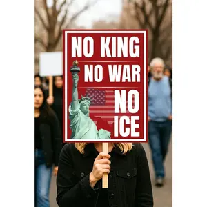 [Sale off up to 50%] [Free ship] [No Frame] No King No War No ICE / Renee Nicole Good Protest Sign, Anti-ICE Protest Poster, Human Rights Sign, Minneapolis Protest (No Framed)