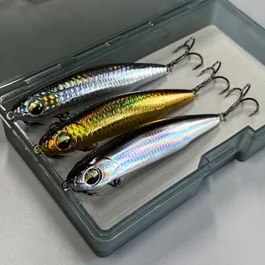 3-Pack 10cm 21.5g Sinking Pencil Fishing Lures, Heavy Weight Long Cast Bass Bait, Sharp Treble Hooks, Realistic Fish Eye Design