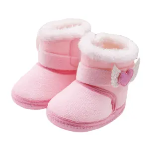 Emmababy Baby Boots Infant Toddler Boys Girls Ankle Booties Little Kids Winter Shoes for Indoor Outdoor Walking Warm Shoes Plush Heart Wings Snow Boot