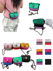 Women's Mini Crossbody Bag, Trendy Chain Shoulder Strap, Dual Tone Design, Adjustable Silver Color Strap, Perfect for Concerts and Dates