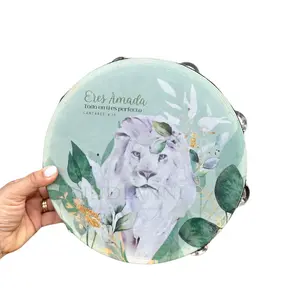 You're Loved Lion Tambourine Synthetic Leather with Non-Slip Grip & Metal Cymbals for Pleasant Sounds