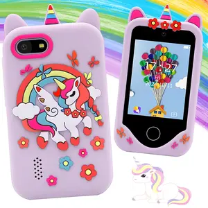 2.8" Kids Learning Toy Phone with 32GB Card, Unicorn Silicone Case, Anti Drop Design, with English Spelling & Fun Games, Best Educational Gift for Christmas & Birthday