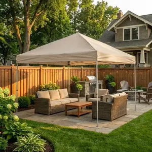 10x20 Instant Pop Up Tailgate Canopy Tent, Adjustable Height Heavy-Duty Steel Frame Shelter with Ground Stakes, Waterproof Top UPF 50+ Oxford Outdoor Canopy for Party, Camping