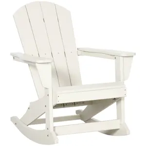 Outsunny Adirondack Rocking Chair, All Weather HDPE Porch Rocker, Rocking Fire Pit Chair for Patio, Garden, Lawn, White