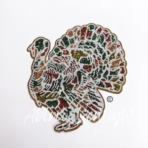Camo Turkey Hunting Sequins Iron On Patch for Women’s Shirt Sweatshirts