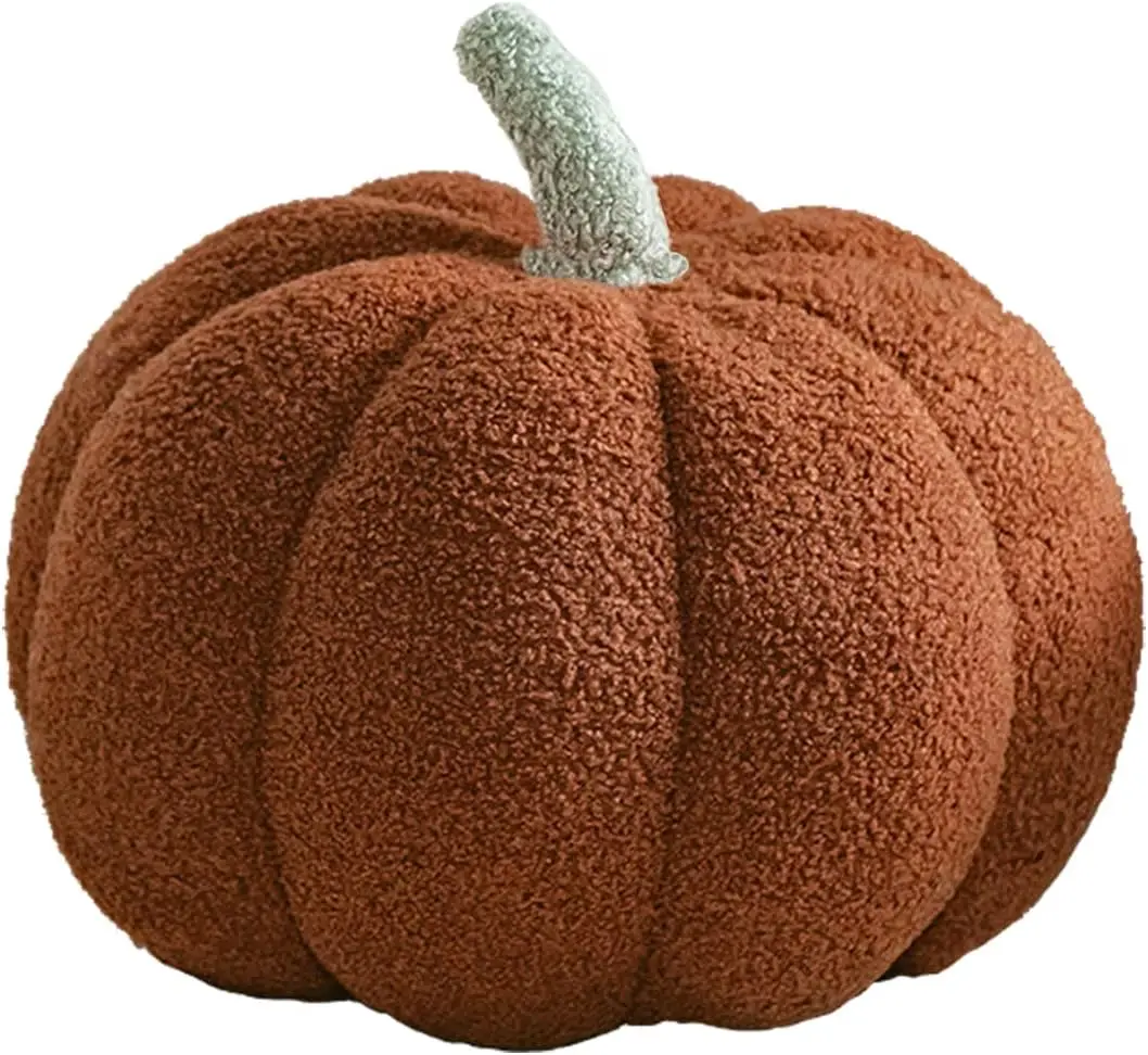 Simulated Pumpkin Pillow Plush Pillow Sofa Cushion (7.8inch, Brown)