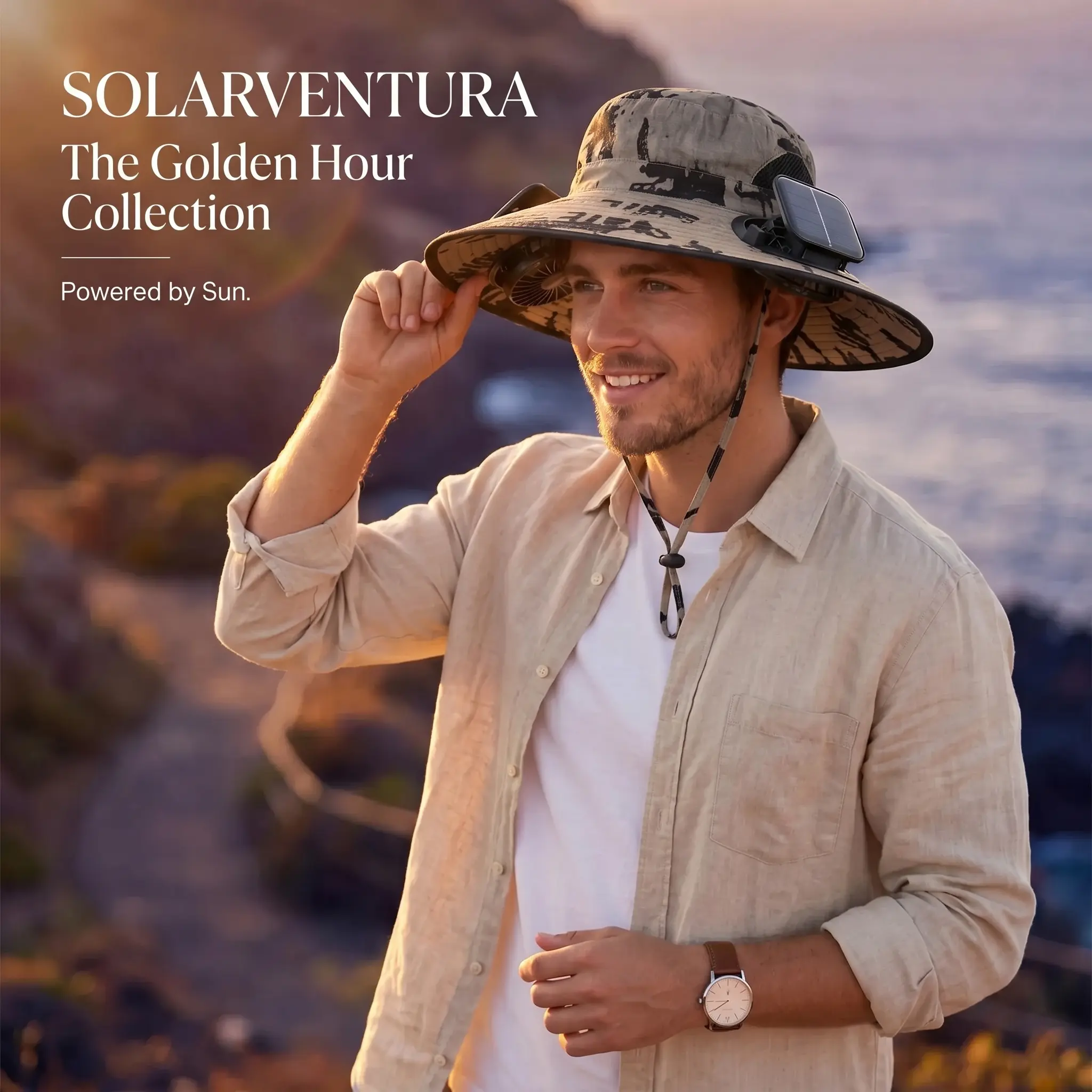 Solar Fan Bucket Hat for Men Women, USB Rechargeable Wide Brim Sun Hat with Dual Cooling Fans, UPF 50+ Fishing Hiking Camping Beach Hat