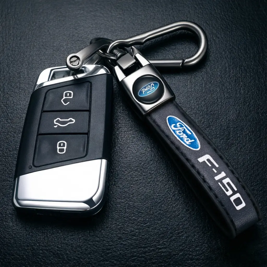 Luxury Ford F-150 Genuine Leather Keychain Set, Premium Heavy Duty Metal Key Ring & Fob Holder, Durable Key Shell Protector, Ford Truck Car Accessory, Stylish Gift for Men & Women, Ideal for Birthdays, Family, Pride, and Holiday Gifts