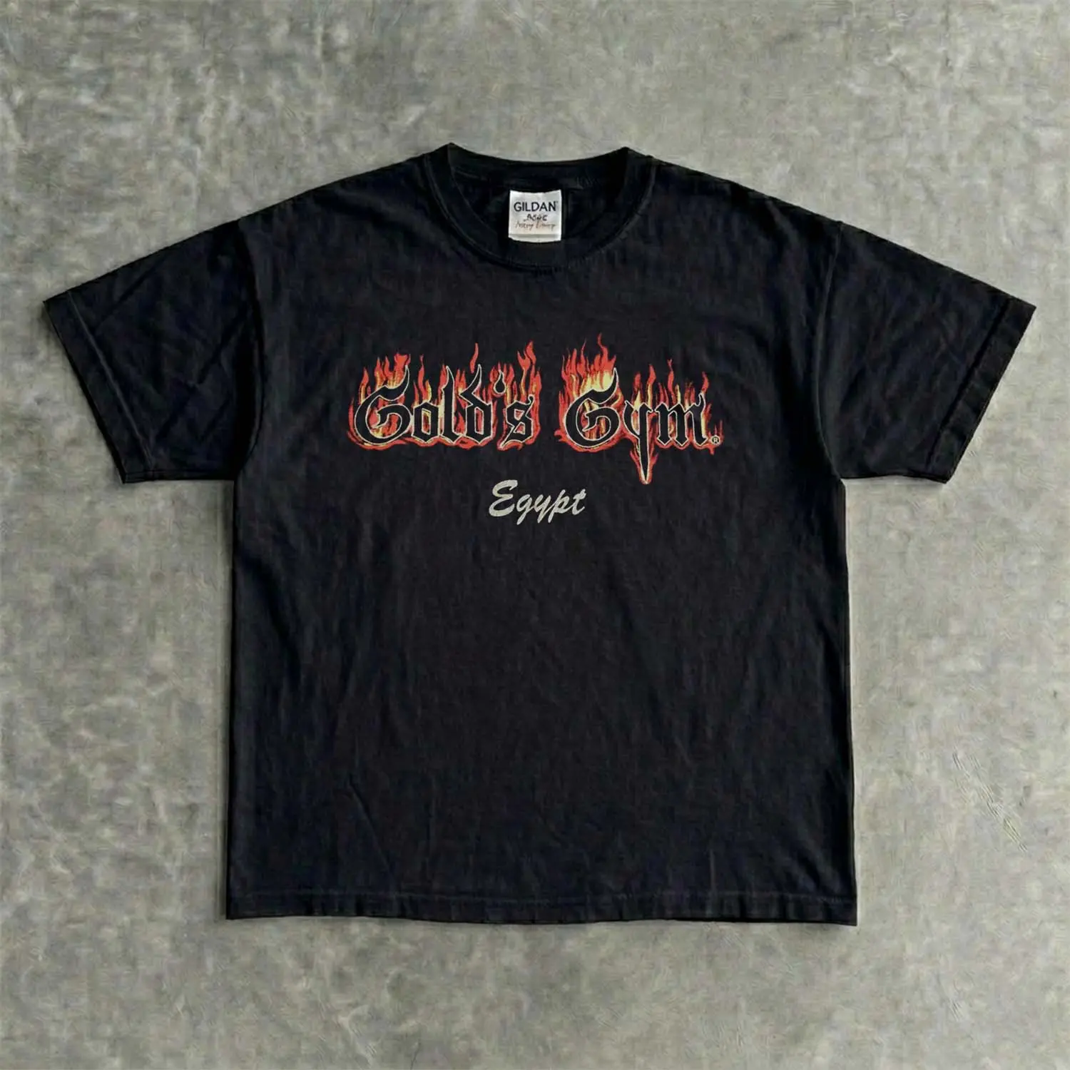 Gold’s Gym Flame Graphic T-Shirt – Vintage Fitness Streetwear Workout Tee Unisex