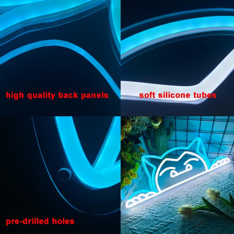 Cute Snorlax-patterned neon sign, USB-powered Snorlax neon light, dimmable neon sign, Decorative neon light, suitable for bedrooms, homes, man caves, game rooms, and restaurants.