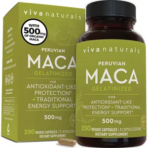 Peruvian Maca Root Supplement For Women & Men, 500mg - Traditionally Used For Energy, Stamina & Endurance - 250 Yellow Maca Root Powder Capsules, Gelatinized for Easier Digestion