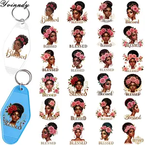 48Pcs/SetBlack Queen IY Motel Keychain UV DTF Transfer Sticker For Key Chain Personal Accessories
