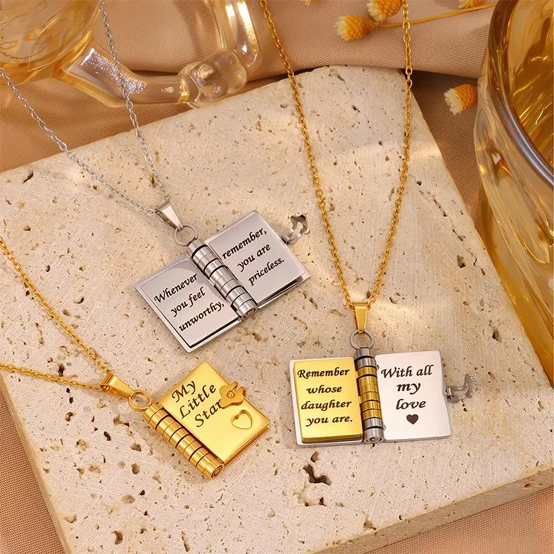 For Daughter the "My Little Star" book-shaped necklace - an excellent gift choice for the graduation season. Crafted from rust-resistant 316 stainless steel, it is a meaningful graduation gift for your daughter