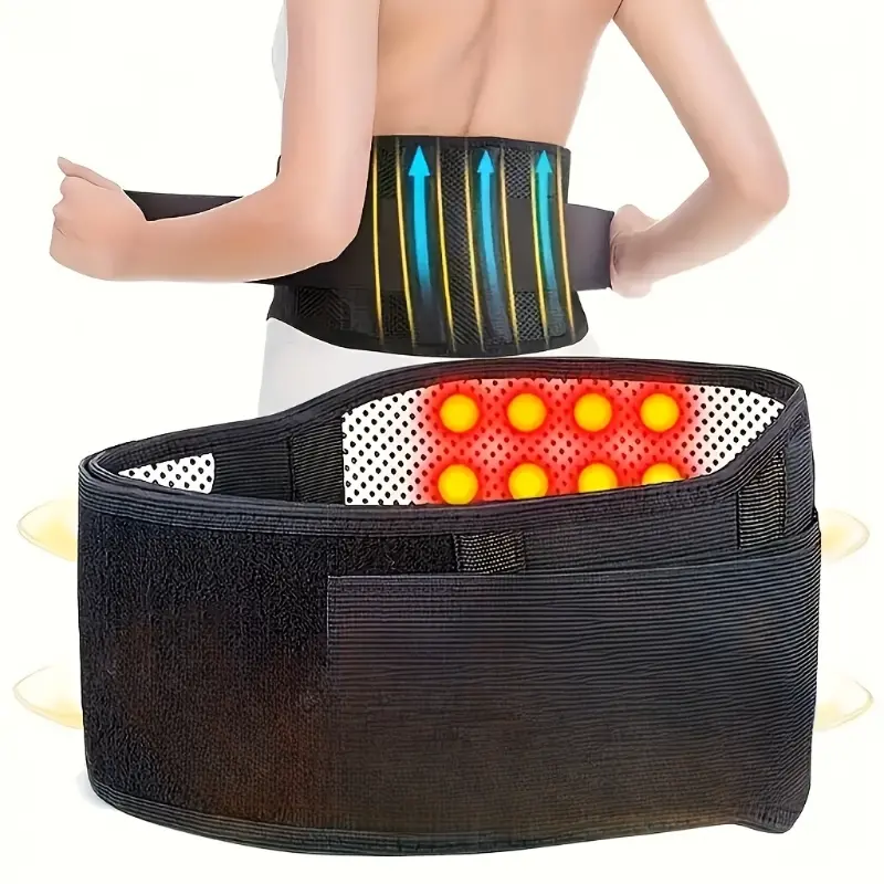 Unisex Adjustable Lumbar Support Belt - Heated Magnetic Self-Warming Waist Wrap with Massage | Comfortable Back Support Brace for Sports & Body Care, Healthcare, Lumbar Pad, Back Pain Relief Products