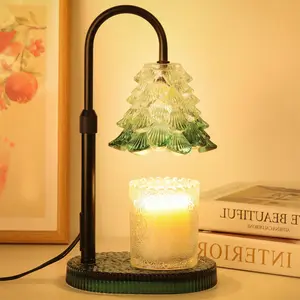 Christmas Tree-Shaped Candle Warmer with Timer and Dimming Function—Adjustable wax-melting warmer for jar candles, a decorative accent for women’s home decor—Dual-bulb design, flameless and smoke-free operation unique glass lily