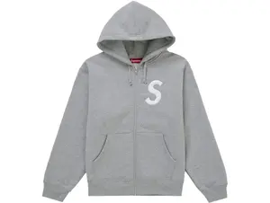 Supreme S Logo Zip Up Hooded Sweatshirt (FW25) Heather Grey