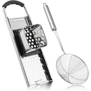 Stainless Steel Spaetzle Maker with Comfort Grip Handle and Skimmer, Homemade German Egg Noodle Dumpling Making Tool Set(COLOR:silver)