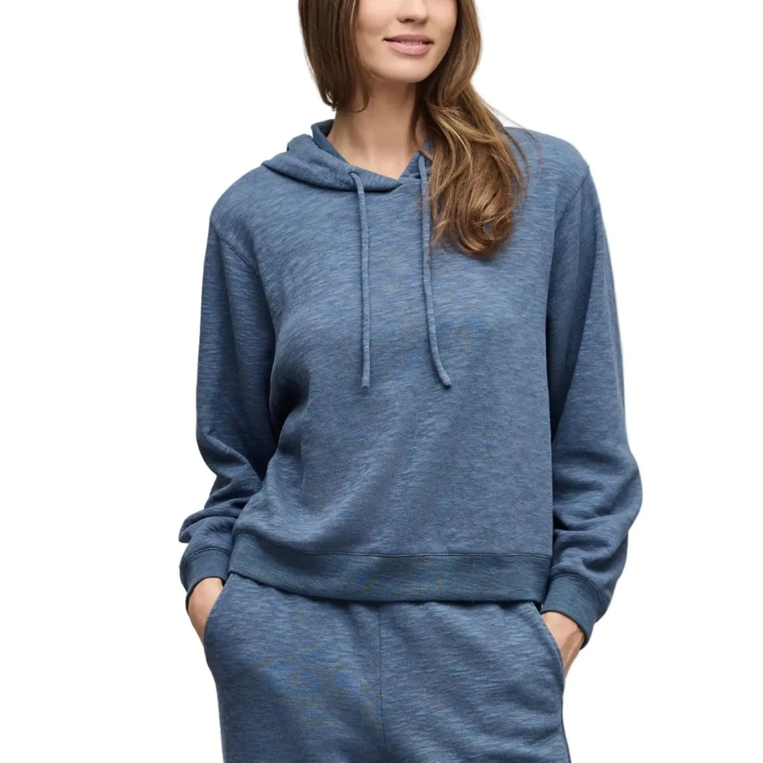 Slub Double Knit Seamed Hoodie - Indigo