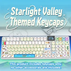 Starlight Valley Themed Keycaps, MOT Profile PBT Dye-Sublimation Keycaps, Cute Cartoon Farm Pixel Keycaps for MX Switch Mechanical Keyboards, for Keyboard Aesthetic Decoration, Desktop Transformation, Keycaps Only, Keyboard Not Included