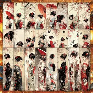 24pcs Memoirs of A Geisha, Japanese Non Repetitive Series, Simple Handheld Booklet, Creative Paper Bookmark, Small Card, Book Decoration Card, Reading Label Card, Book Accessories