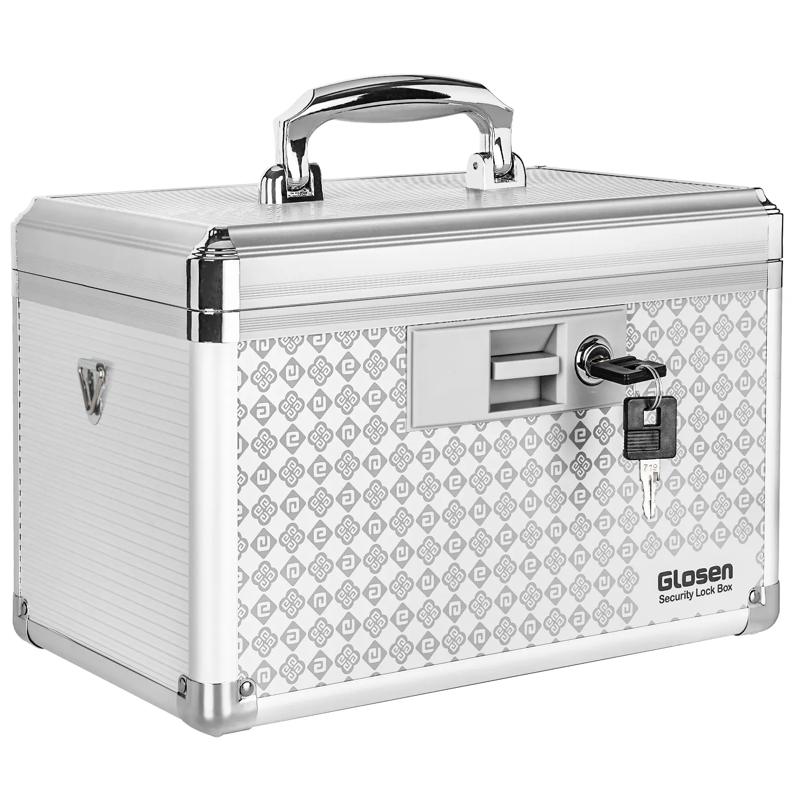 GLOSEN Lockable Aluminum Alloy Storage Box with Handle, Smooth & Classic, Durable Home Organizer for Medicine/Personal Items, Black/Silver Safety Bedroom Decor