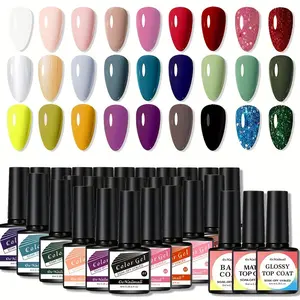 30 Colors Nail Polish Gel Soak off UV LED Gel, Professional Nail Art Supplies, Easy Application & Removal, Durable Long Lasting Finish, Top Coat, Base Coat