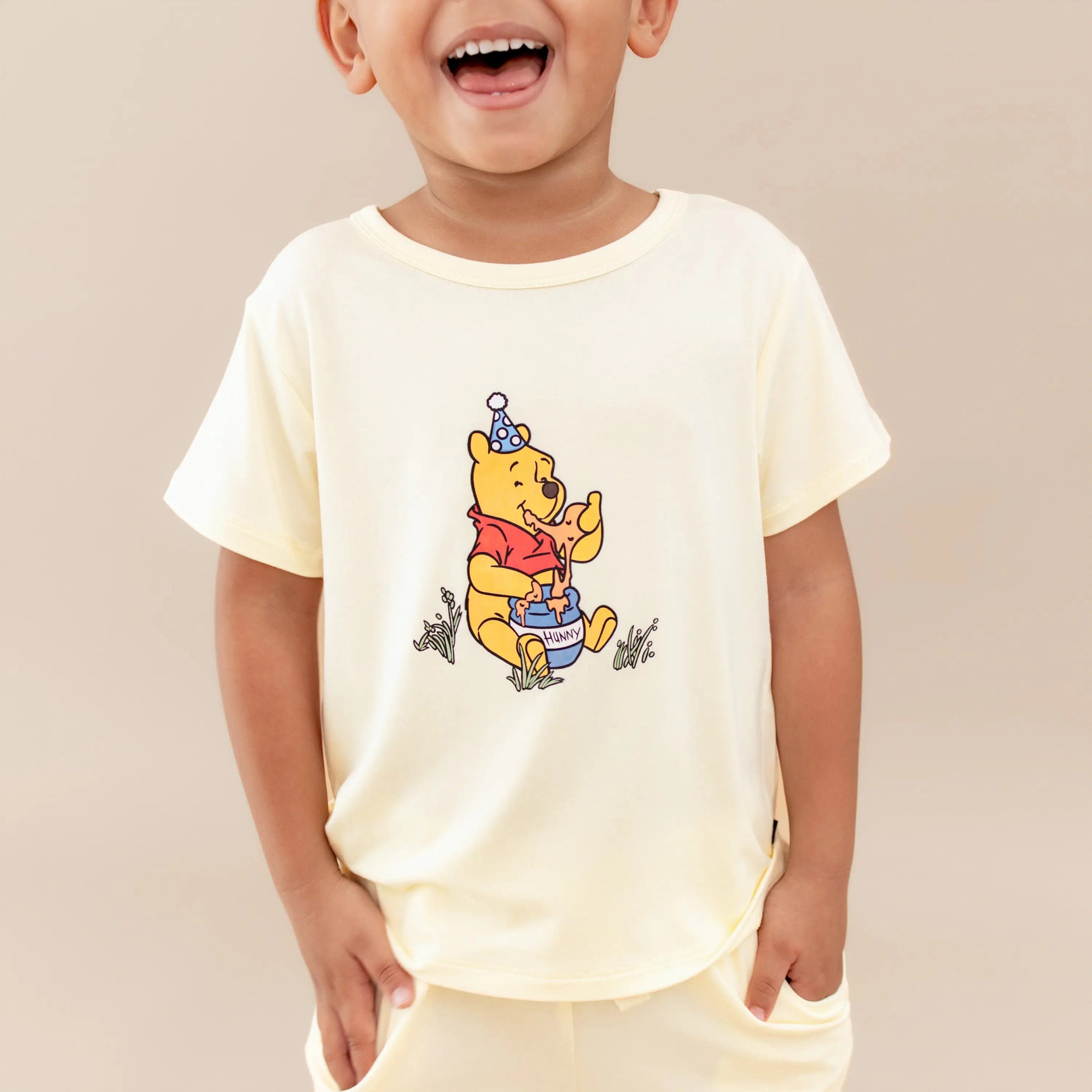 Toddler Basic Tee in Winnie the Pooh on Chamomile