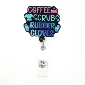Nurse Badge Reel Retractable (Coffee, Scrubs)