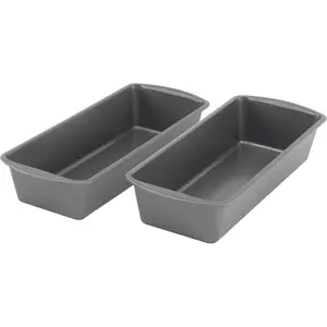 Set of 2 Extra Large 13" x 5" Nonstick Steel Bread Loaf Pans, Gray, Even Heat Distribution, Scratch-Resistant Nonstick Coating, Durable Construction, Easy to Clean