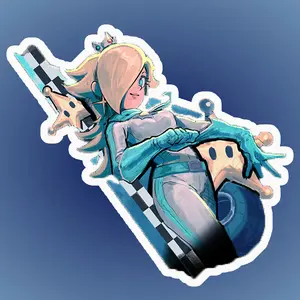 Rosaline Soft-Tone Speedy Aesthetic Sticker – Fantasy Racing Girl Art with Subtle Mario Feel and Kart-Style Movement