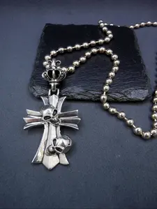 Vintage Creative Gothic Cross Skull Necklace, Unisex Punk Style Jewelry, Perfect Halloween Accessory & Gift for Men & Women