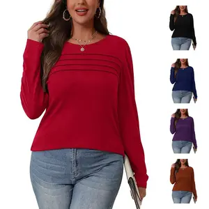WIHOLL Long Sleeve Shirts for Women Fall Fashion 2025 Dressy Casual Blouses Trendy Pleated Tunic Tops for Leggings