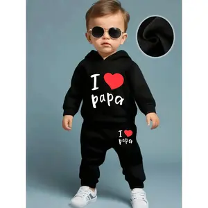 (New)[Hooded Fleece Set] Hooded Fleece Set|   Spring & Autumn Style|   Letter Prints for Infants & Toddlers|   Casual Outdoor Wear