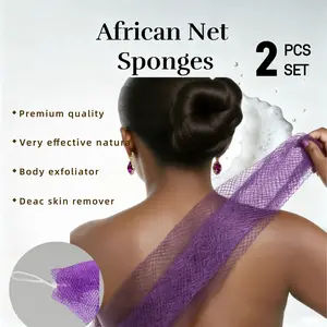 2 Pieces Authentic African Exfoliating Net Bath, Ethically Sourced African Exfoliating Sponge, African Net Sponges, Korean Sponge