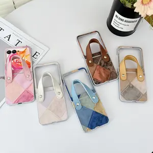 A PU leather geometric pattern phone case, wristband, and hard PC back panel protection phone cover suitable for Motorola Razr 2026, Razr 2025, Razr 2026, Razr 70, Razr 60, Razr 50 Ultra
