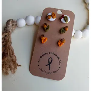 Fall Vibes Polymer Clay Earrings, Fall Leaves amd Acorn Clay Earrings, Autumn Theme Post Earrings