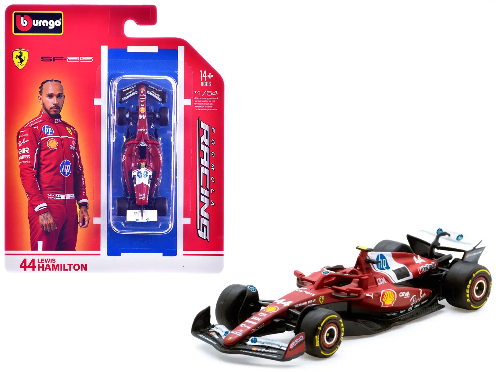 Ferrari SF-25 #44 Lewis Hamilton Formula One F1 World Championship (2025) "Formula Racing" 1/64 Diecast Model Car by Bburago