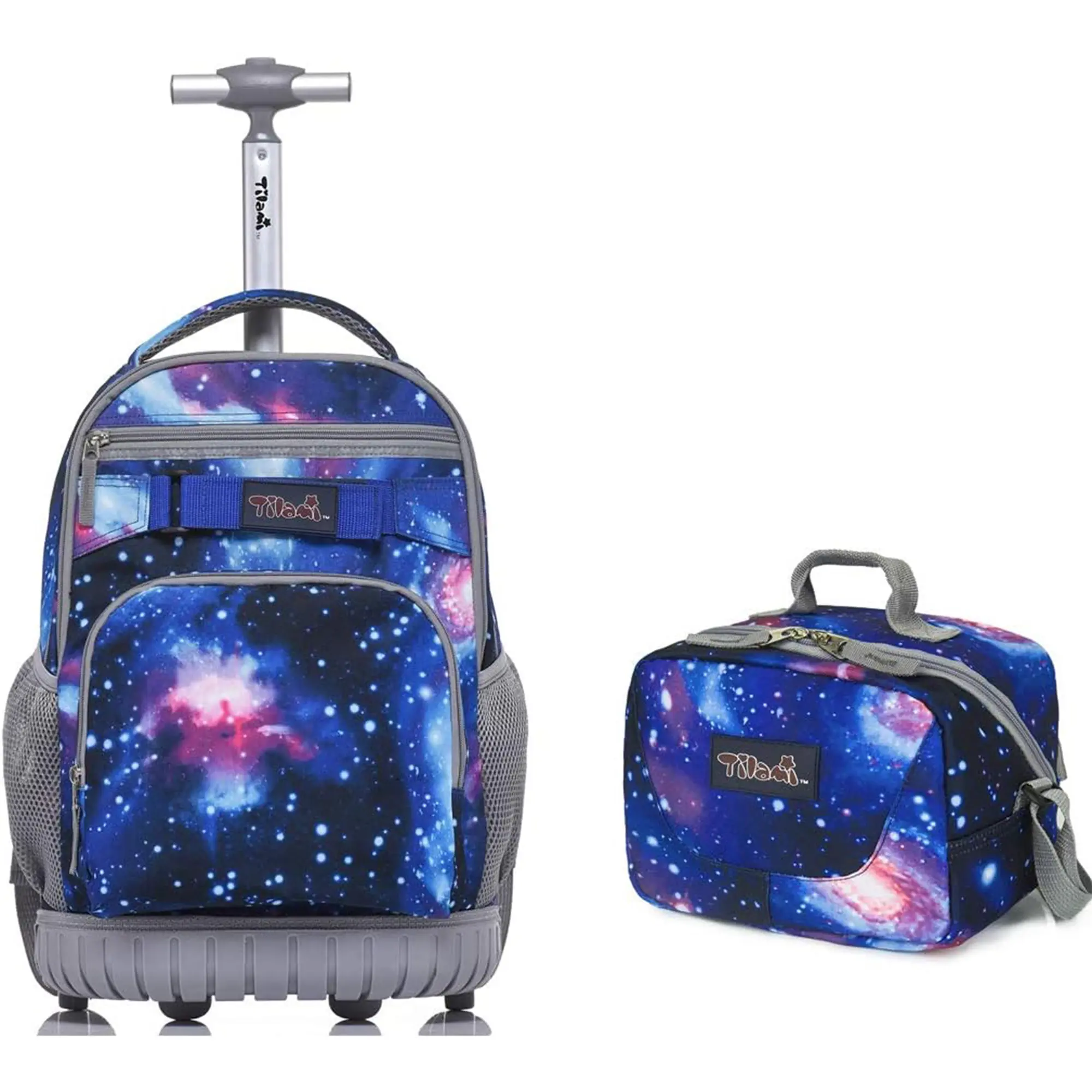 Tilami Rolling Backpack Laptop 18 inch with Lunch Bag, Galaxy